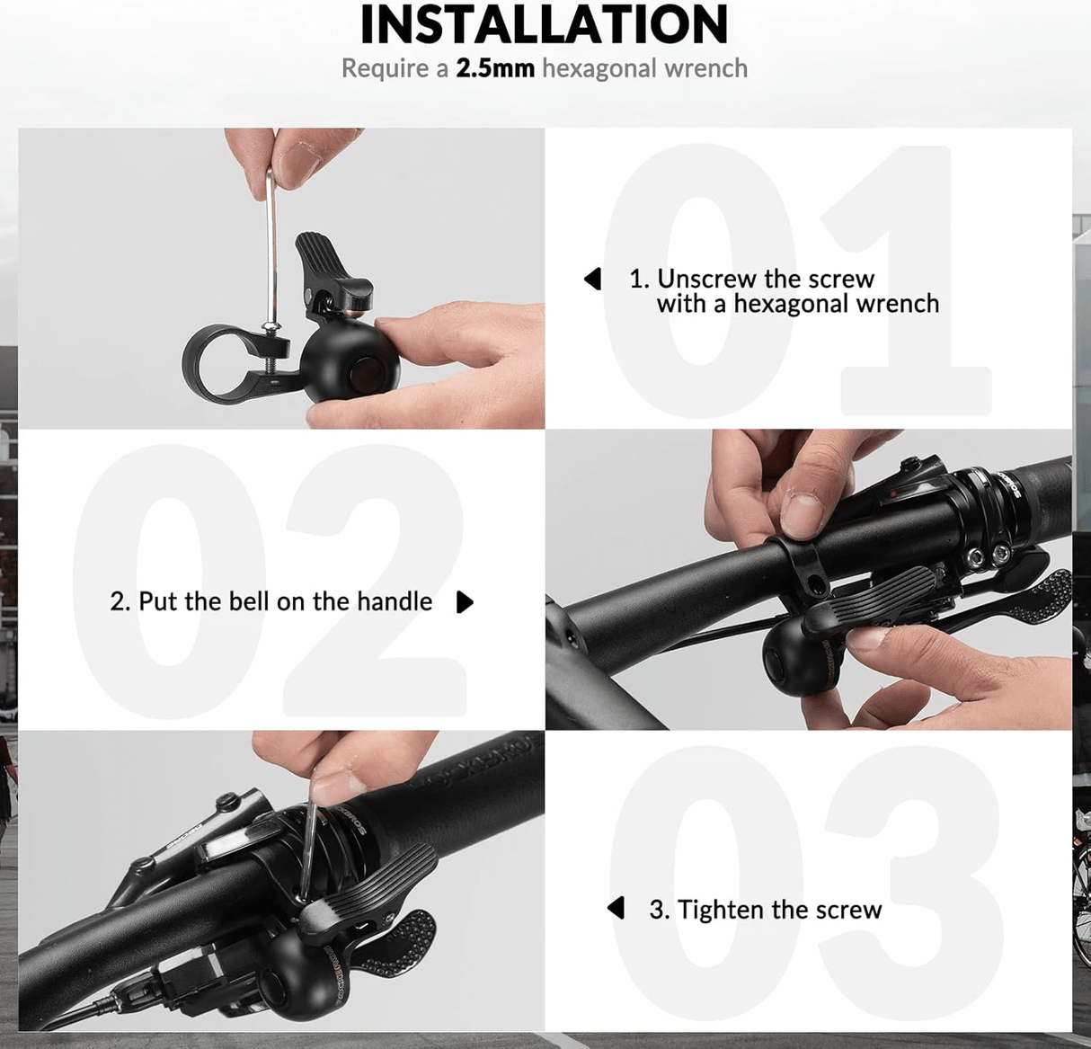 ROCKBROS Rennrad Fahrradklingel 100dB Links/Rechts für gebogene Lenker 22,2mm 