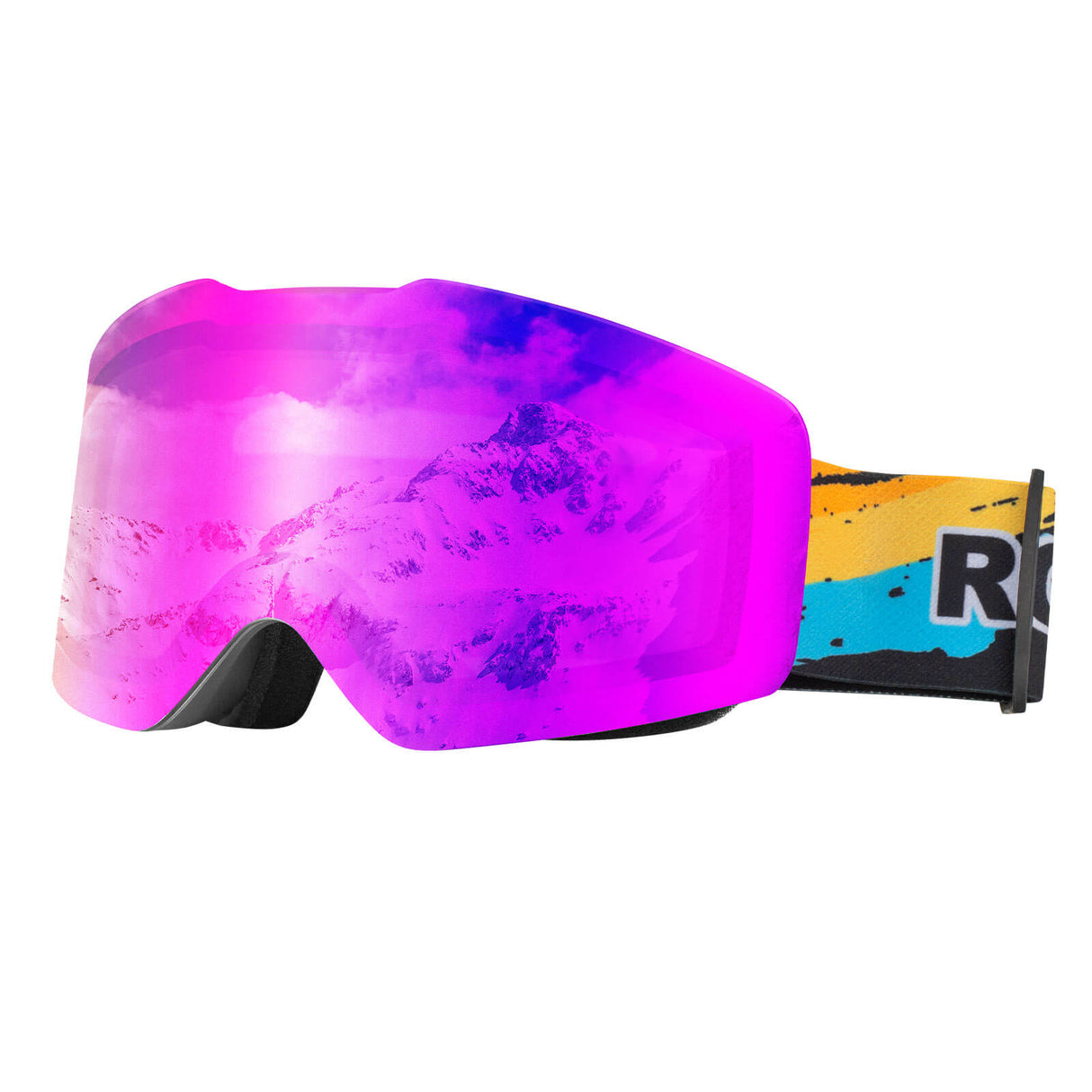 ROCKBROS Skibrille Schneebrille Polarisierte Helmkompatible Sportbrille Skifahren-Lila