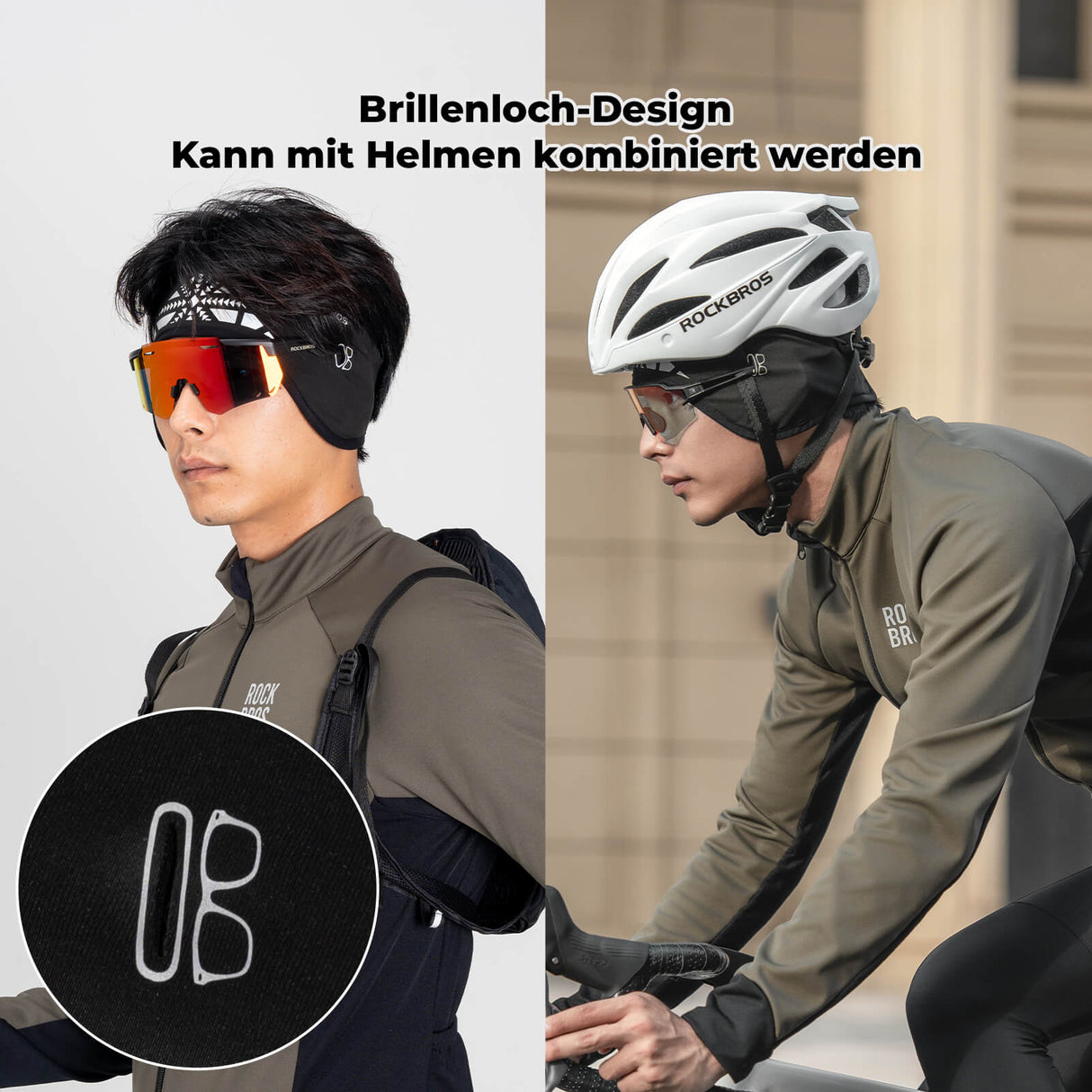 ROCKBROS Elastisches Winter Stirnband mit Klettverschluss Ohrenwärmer Unisex - ROCKBROS-EU