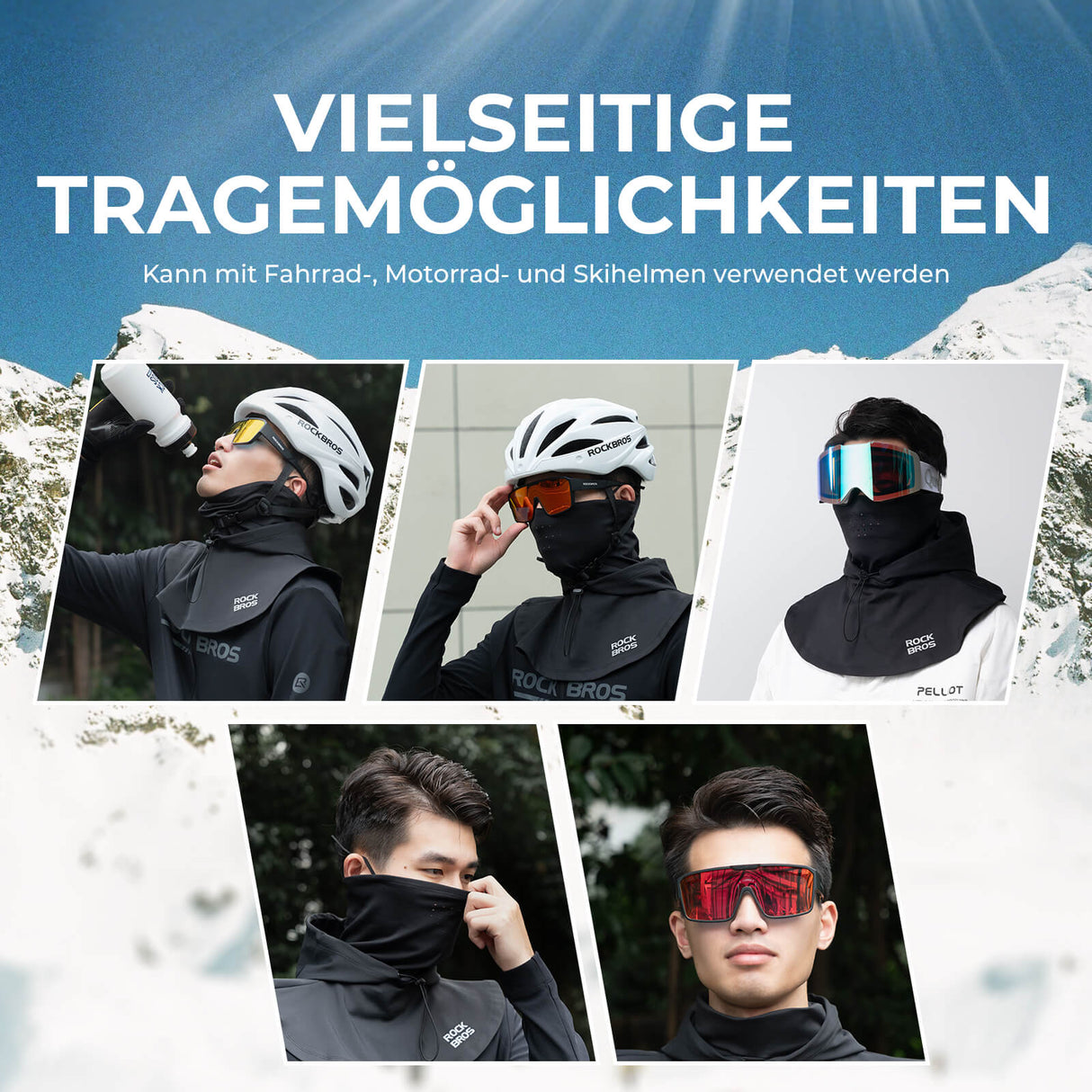 ROCKBROS Winter Sturmhaube Gesichtsmaske Warm Winddicht Balaclava Herren Damen