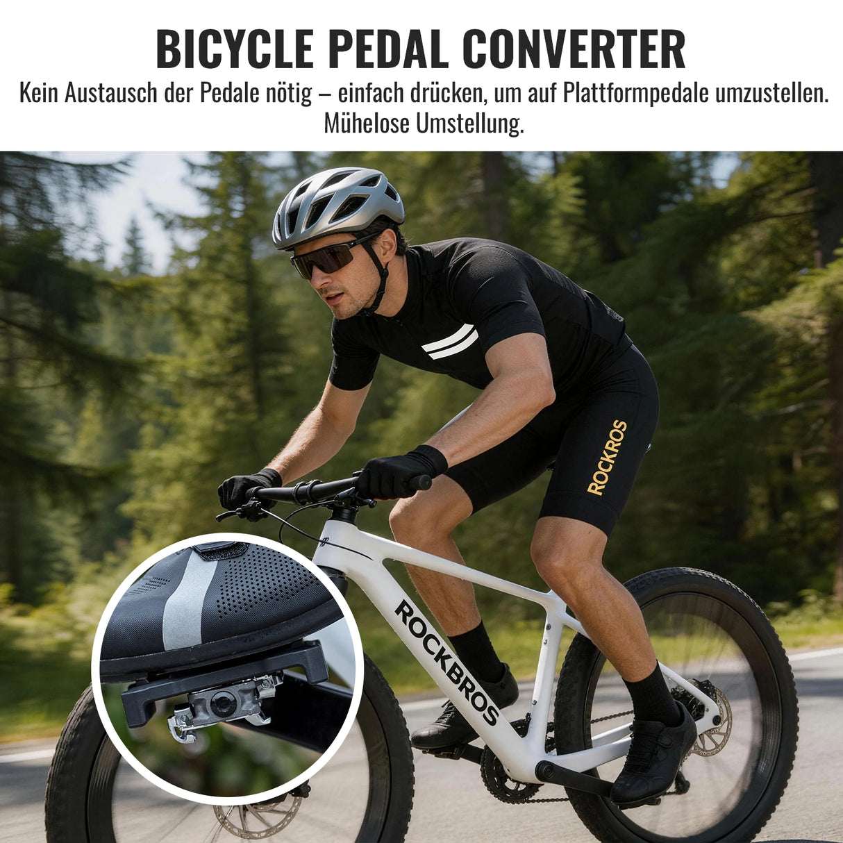 ROCKBROS SPD‑Pedaladapter – Kompatibel mit Shimano M‑Serie, rutschfeste Plattform