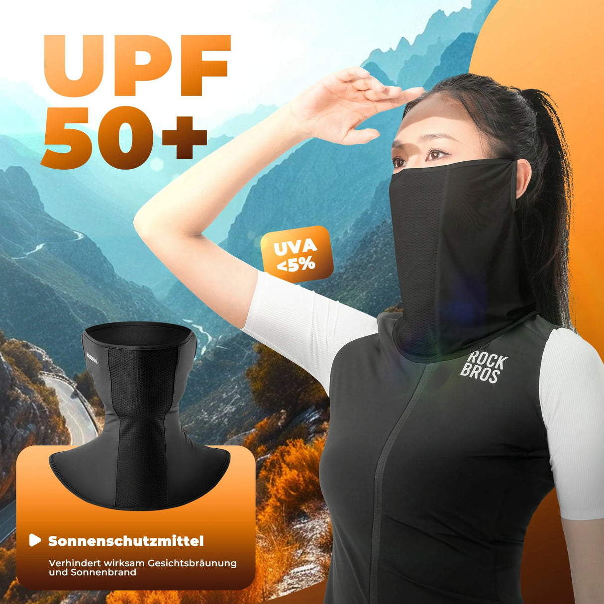 ROCKBROS Sommer‑Sturmhaube – Halbe Kühl‑Balaclava, atmungsaktiv & schnell trocknend