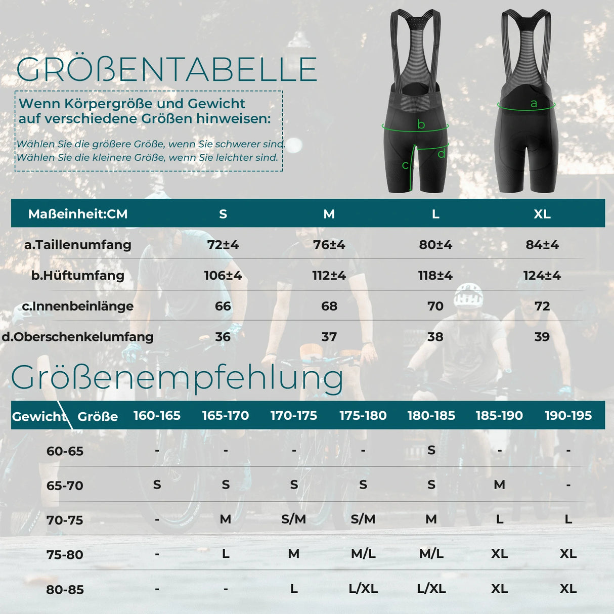 Trägerhose Fahrrad Herren mit Elastisch 4D Ergonomisches Sitzpolster - ROCKBROS-EU
