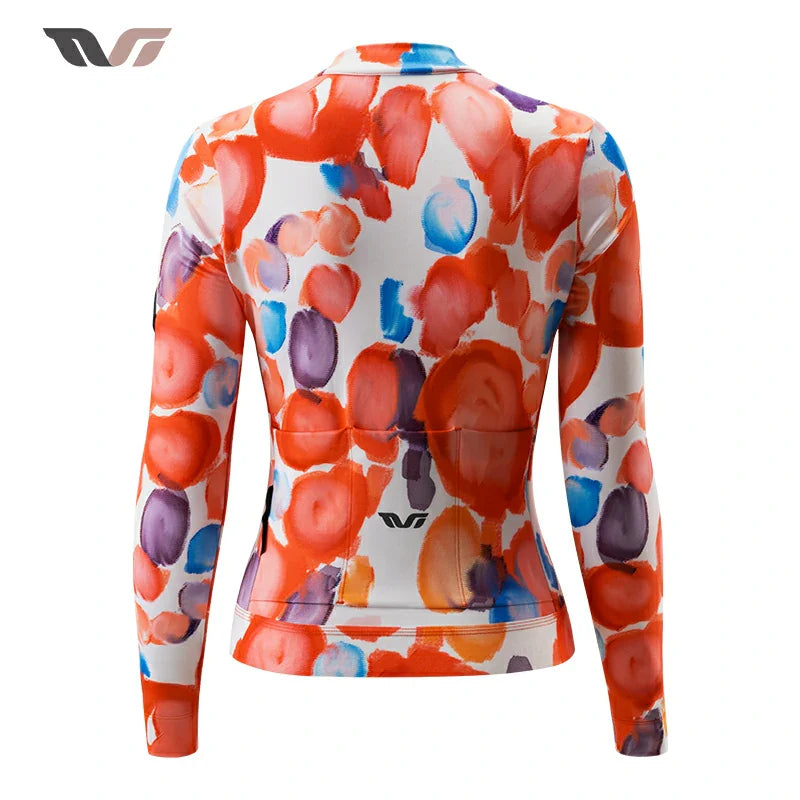 TVI Damen-Radwäsche aus Fleece mit Langarm – Warmes Radsporttrikot-Orange - ROCKBROS-EU