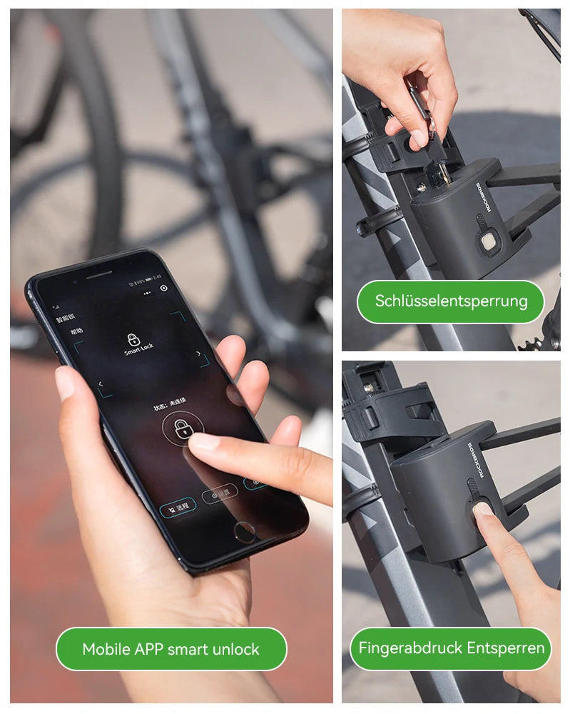 Fahrrad Fingerabdruck Faltschloss USB-Aufladung - ROCKBROS-EU