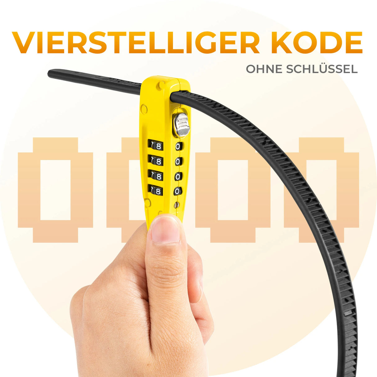 Fahrradschloss – 4‑stelliges Zahlenschloss mit Stahlkabel (54 cm, 98 g)