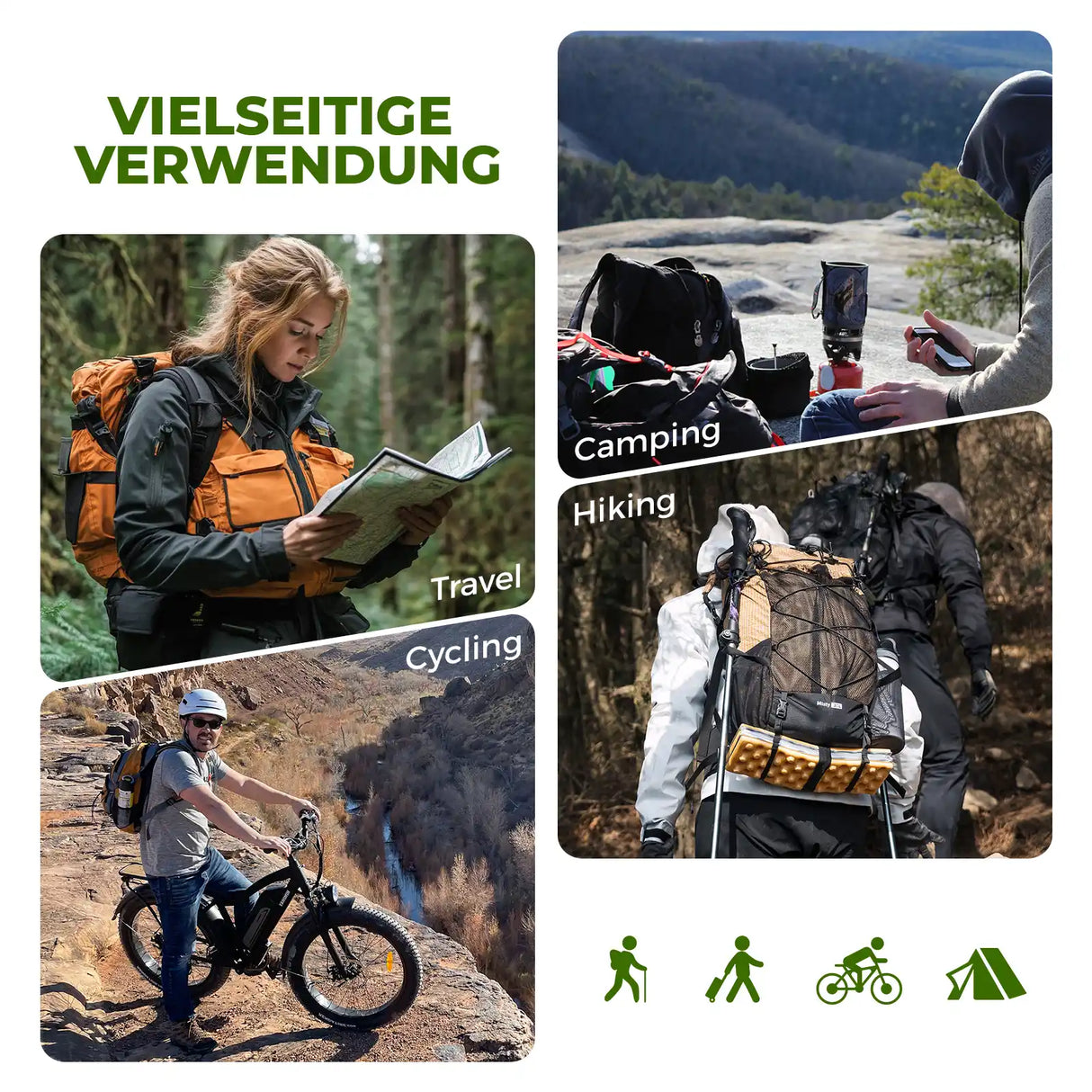 qunature misty 30l backpack used for travel, camping, hiking, cycling