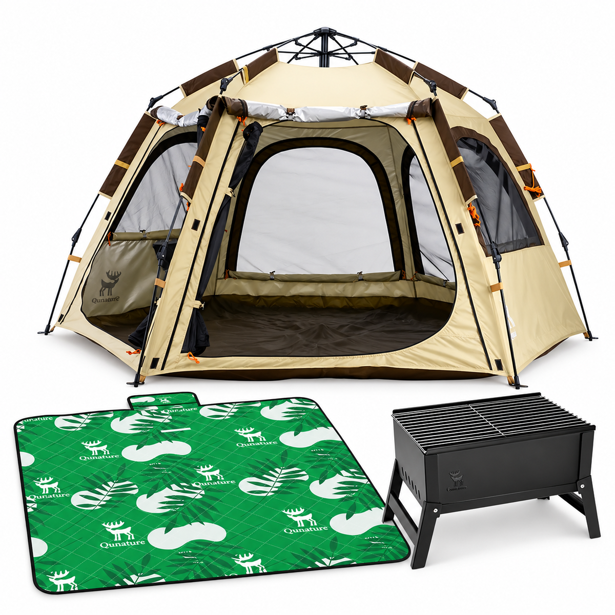 Familien-Camping Bundle: Pop-Up-Zelt, Picknickdecke & Grill