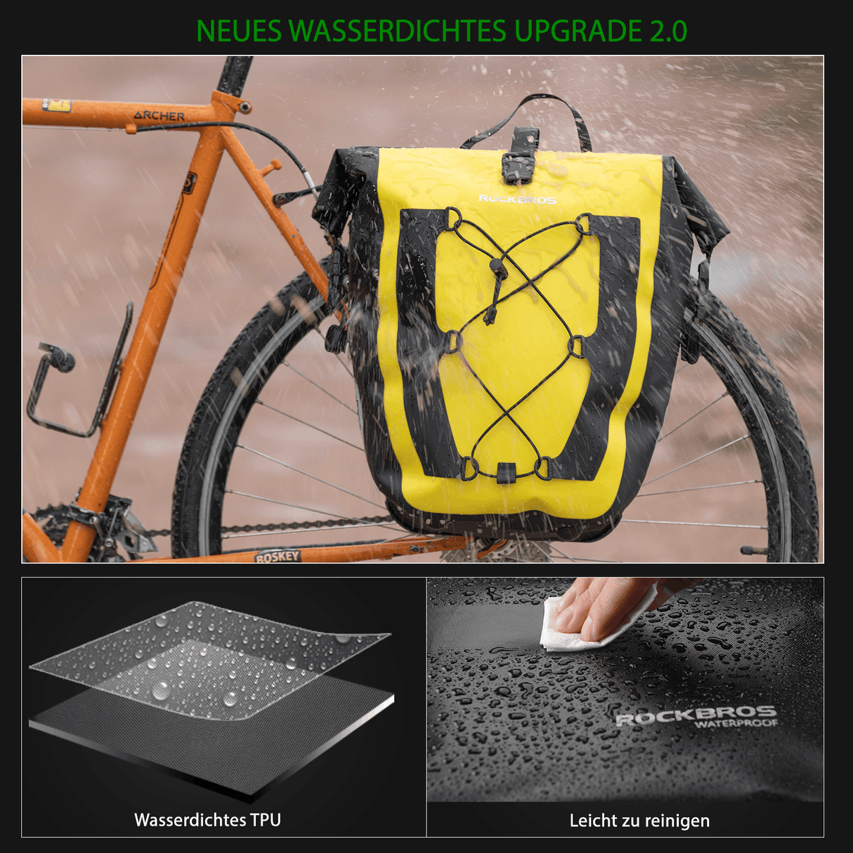 ROCKBROS 100 % wasserdichte Transporttaschen mit Netztasche 27L - ROCKBROS-EU