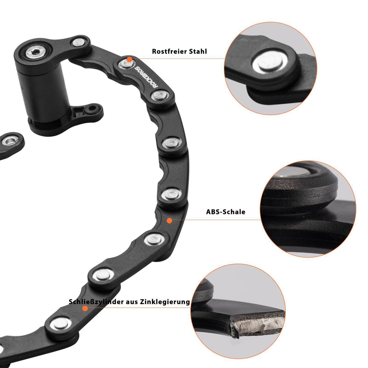ROCKBROS Fahrradschloss Faltschloss mit Halterung 70 cm Lang Schwarz - ROCKBROS-EU