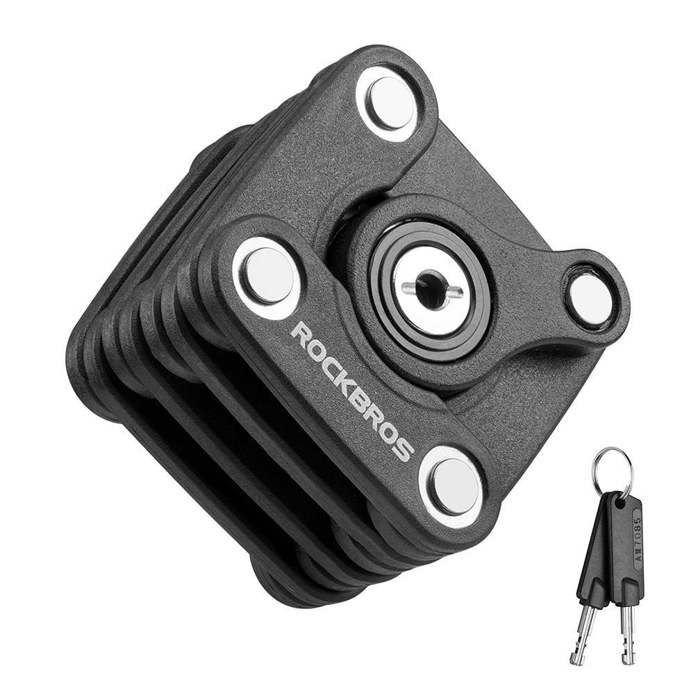 ROCKBROS Fahrradschloss Faltschloss mit Halterung 70 cm Lang Schwarz - ROCKBROS-EU