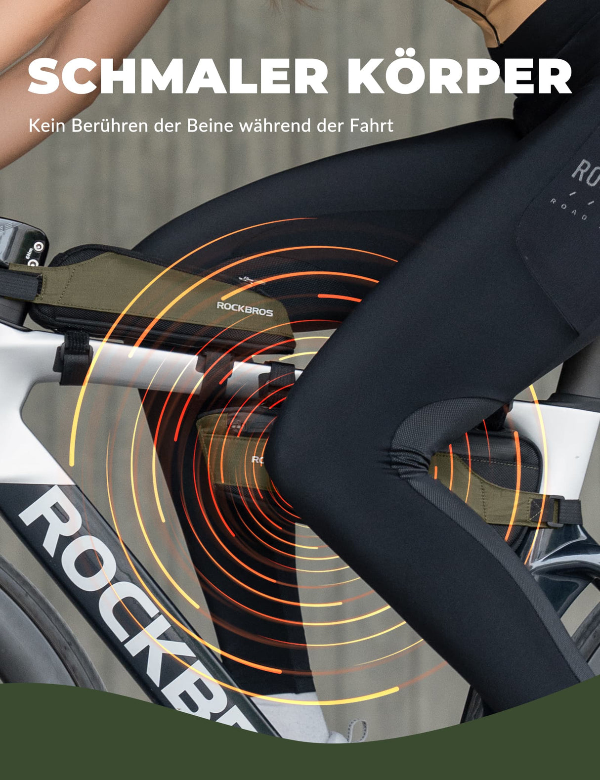 ROCKBROS Fahrradtasche Reflektierende Oberrohrtasche Dunkelgrün 0.65L - ROCKBROS-EU