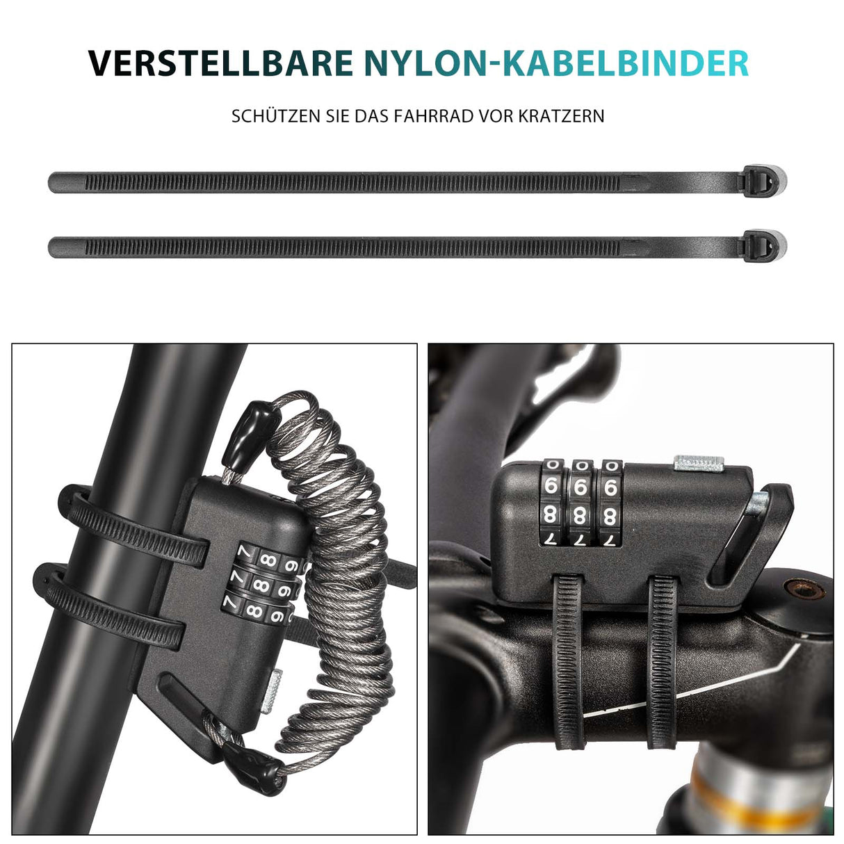 ROCKBROS Helm schloss 150 cm Zahlenschloss 3-stellig Zahlencode - ROCKBROS-EU