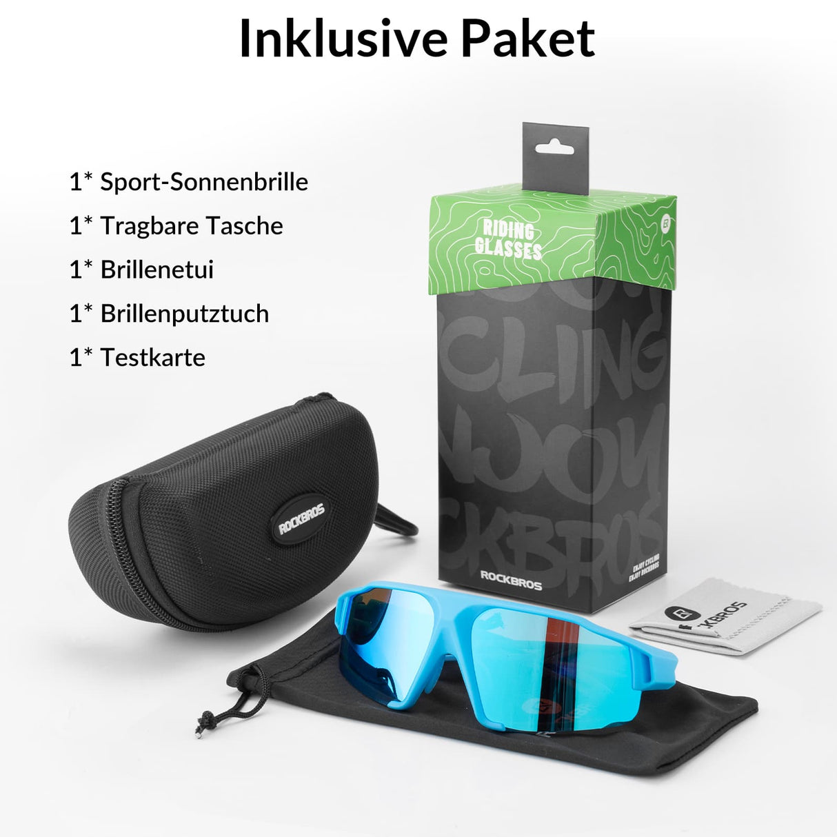 ROCKBROS polarisierte Sonnenbrille mit UV400 Schutz Hellblau Unisex - ROCKBROS-EU