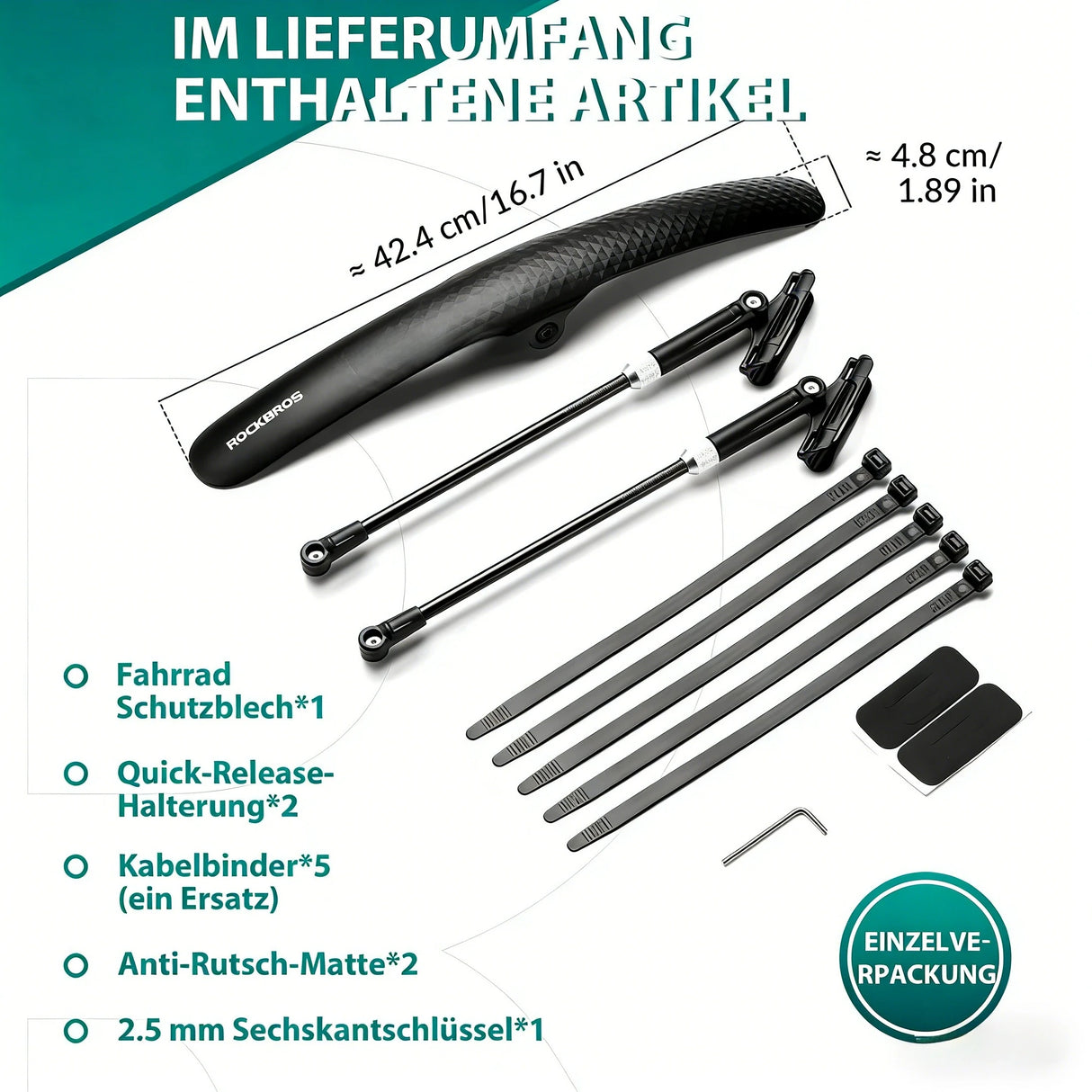 ROCKBROS Rennrad Schutzblech Set für 27,5 Zoll Fahrräder Quick-Release - ROCKBROS-EU