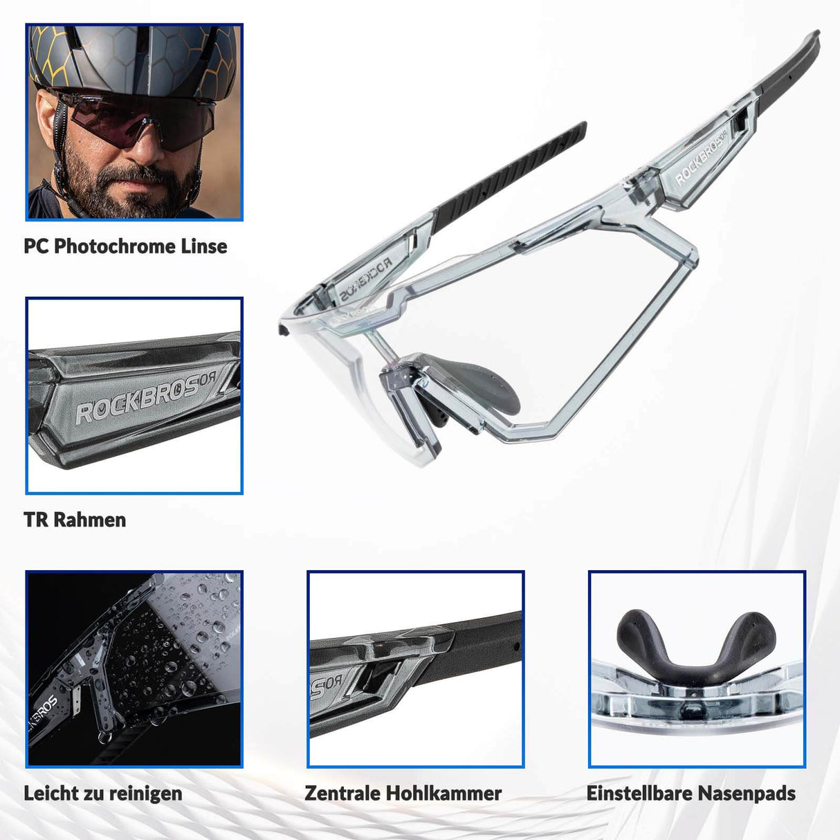 ROCKBROS Sonnenbrille Fahrradbrille Selbsttönend Outdoor UV400 Schutz - ROCKBROS-EU
