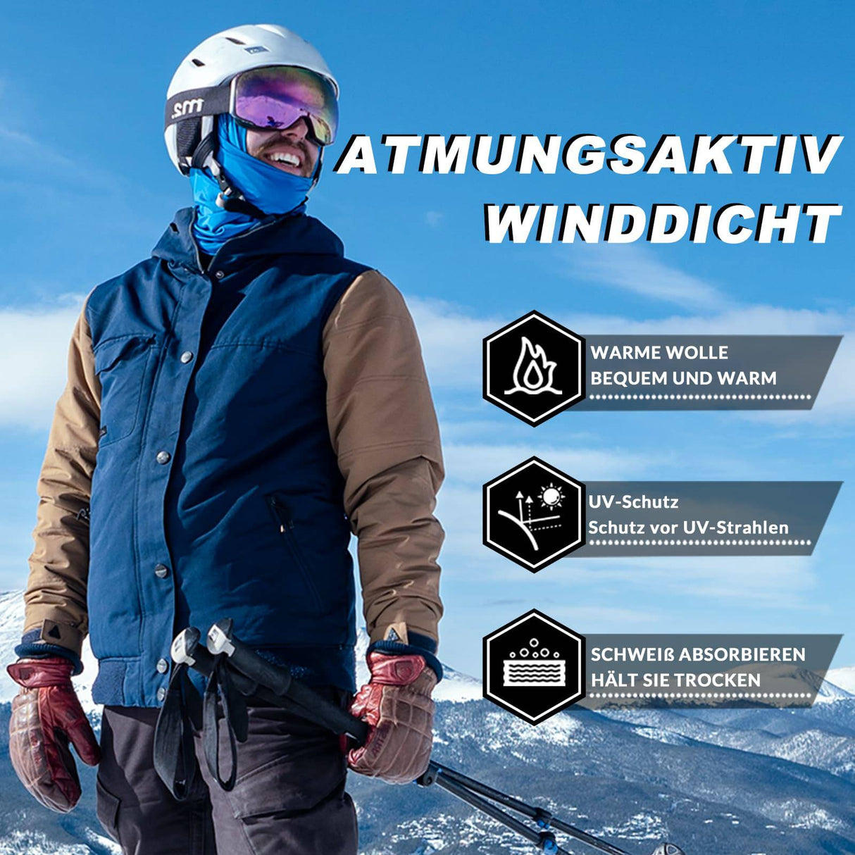 ROCKBROS Sturmhaube Herbst Winter Balaclava für Outdoorsports Unisex - ROCKBROS-EU