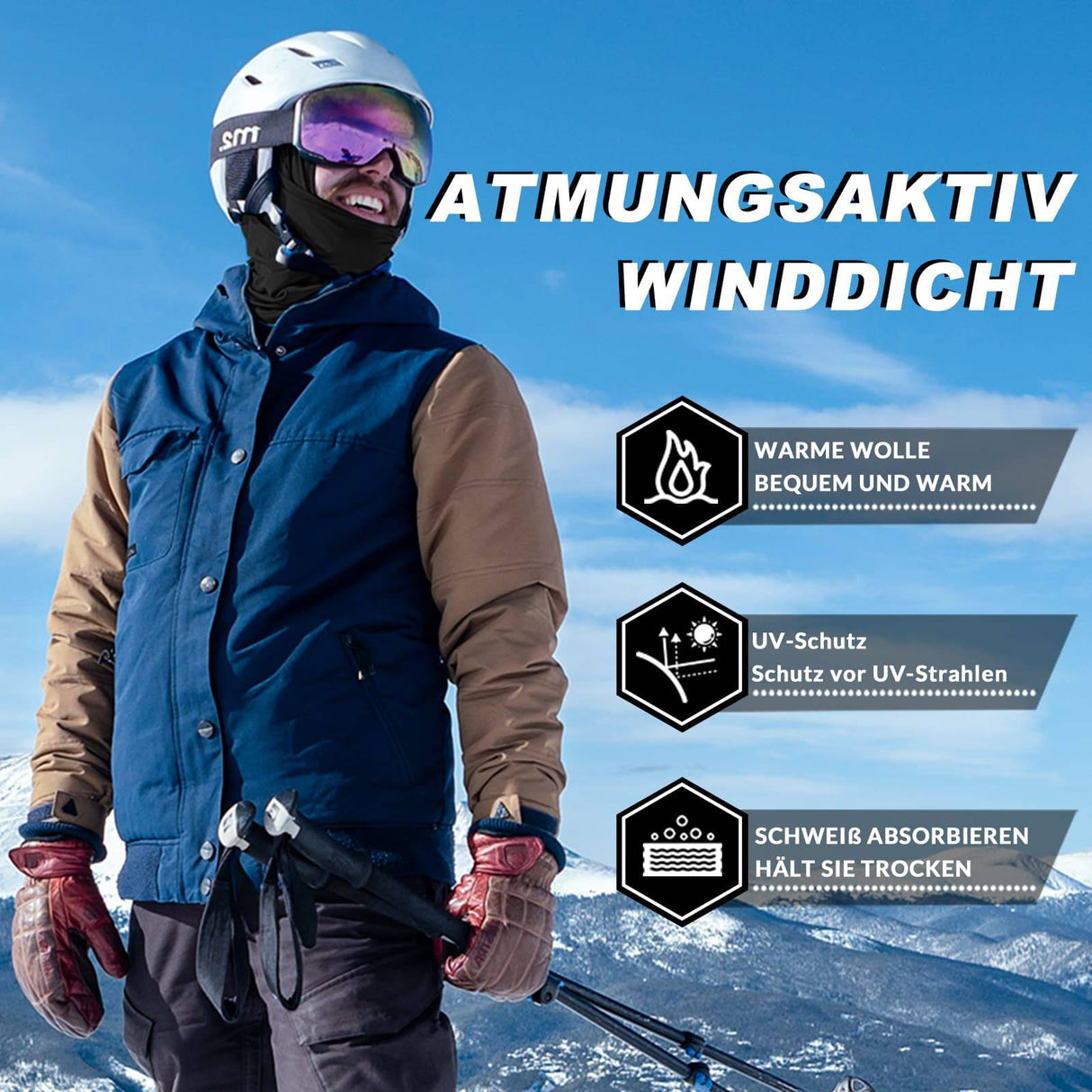 ROCKBROS Sturmhaube Herbst Winter Balaclava für Outdoorsports Unisex - ROCKBROS-EU