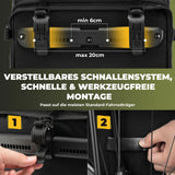 3‑in‑1 Fahrradtasche für Gepäckträger – 11‑16 L Volumen