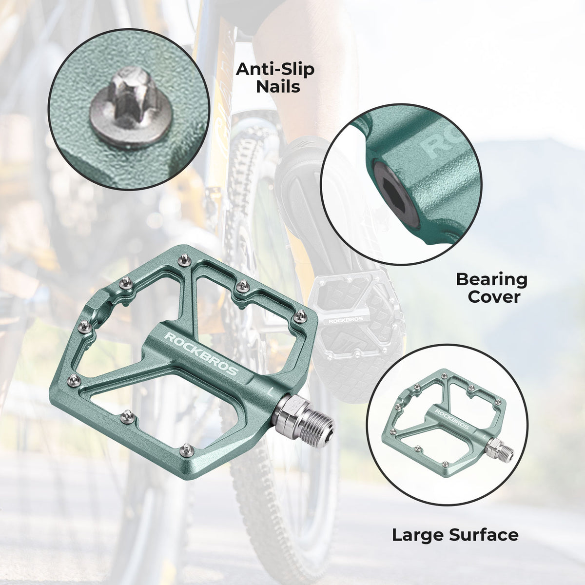 ROCKBROS Aluminium Platform Pedale 9/16 Zoll für MTB E-Bike Stadtrad