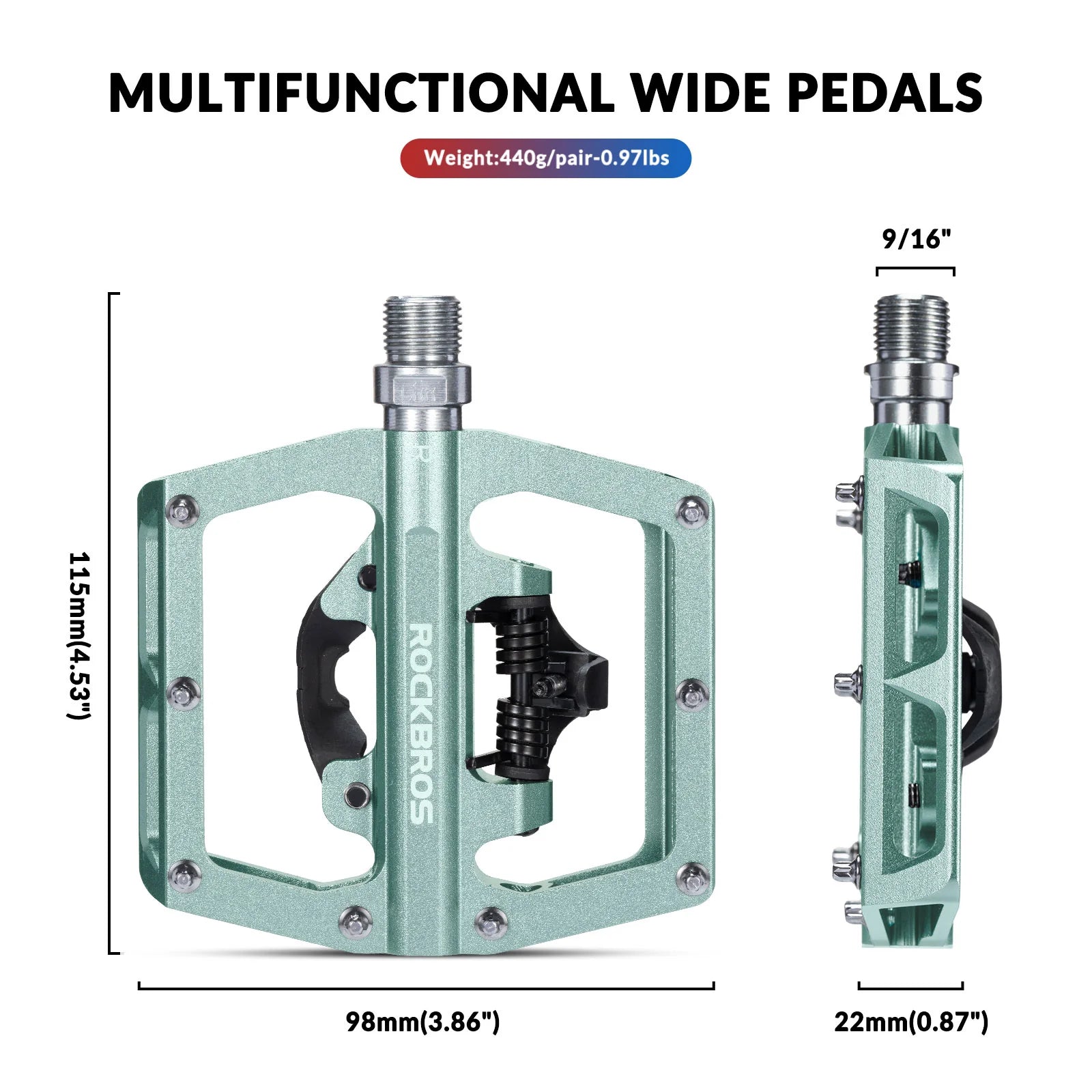 ROCKBROS Fahrradpedale Alu 2 in 1 SPD Pedale für MTB Rennrad Stadtrad