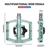 Pédales de vélo en aluminium ROCKBROS 2 en 1, compatibles SPD, pour VTT, vélo de route et vélo de ville.