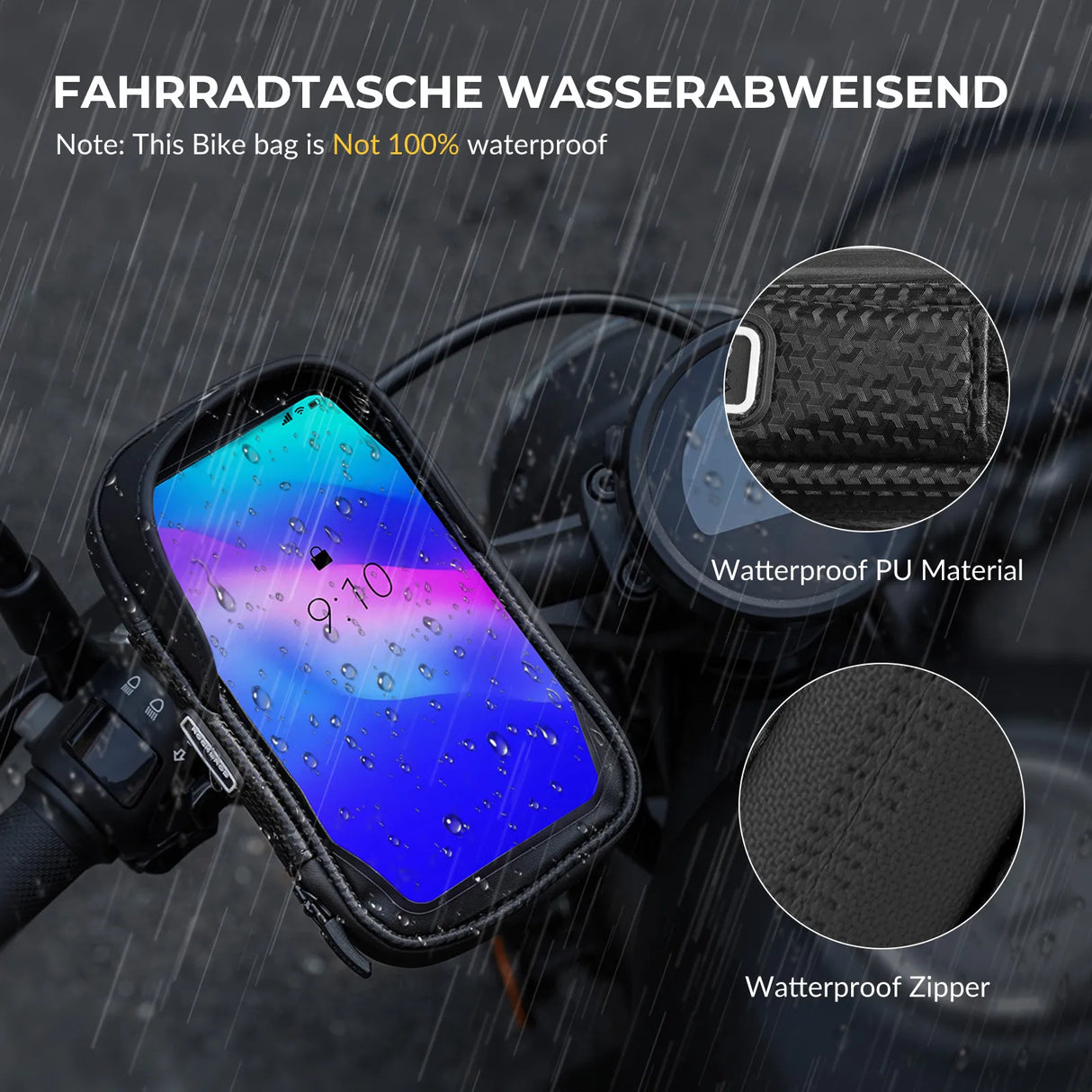ROCKBROS handlebar bag 360° rotation mobile phone holder for motorcycles and bicycles