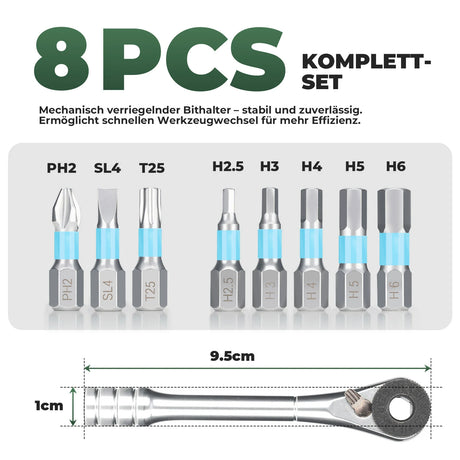 8‑in‑1 Mini‑Fahrrad‑Ratsche Multitool – Kompakt & leicht, Metalllegierung