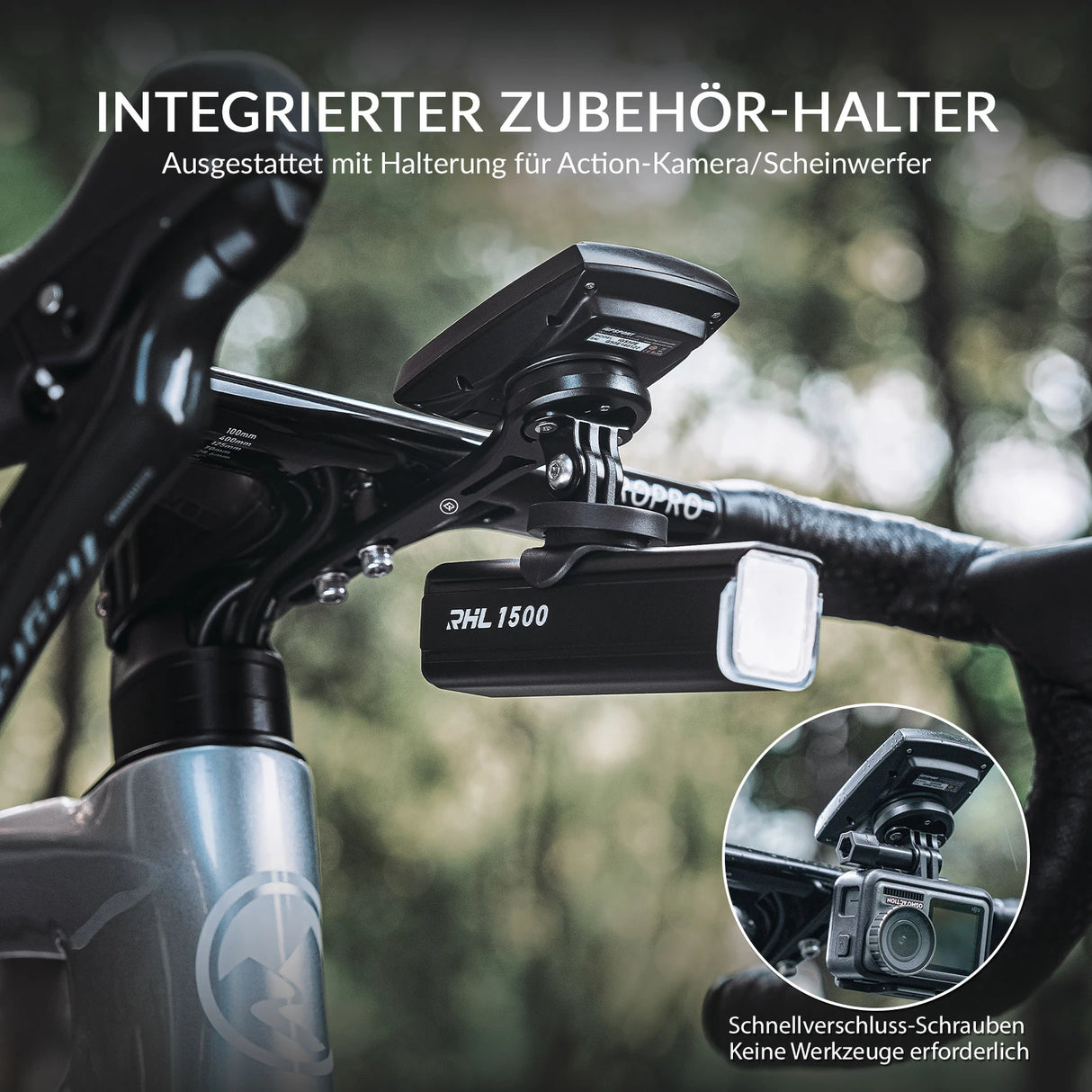 Aero Fahrradcomputer Halterung – Leichtbau-Lenkerverlängerung mit Schnellverschluss