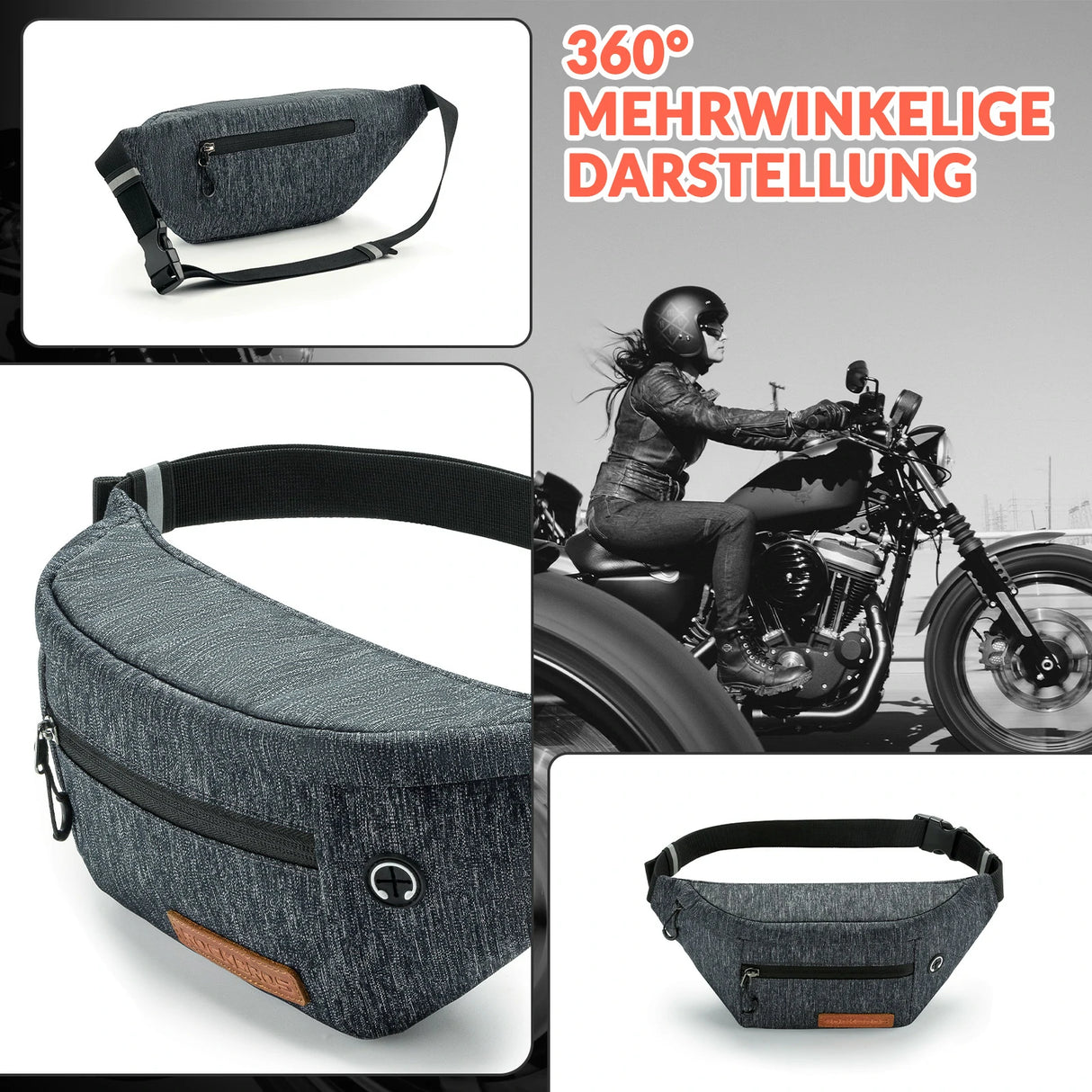 Bauchtasche 1,5 L – Gürteltasche mit verstellbarem Gürtel