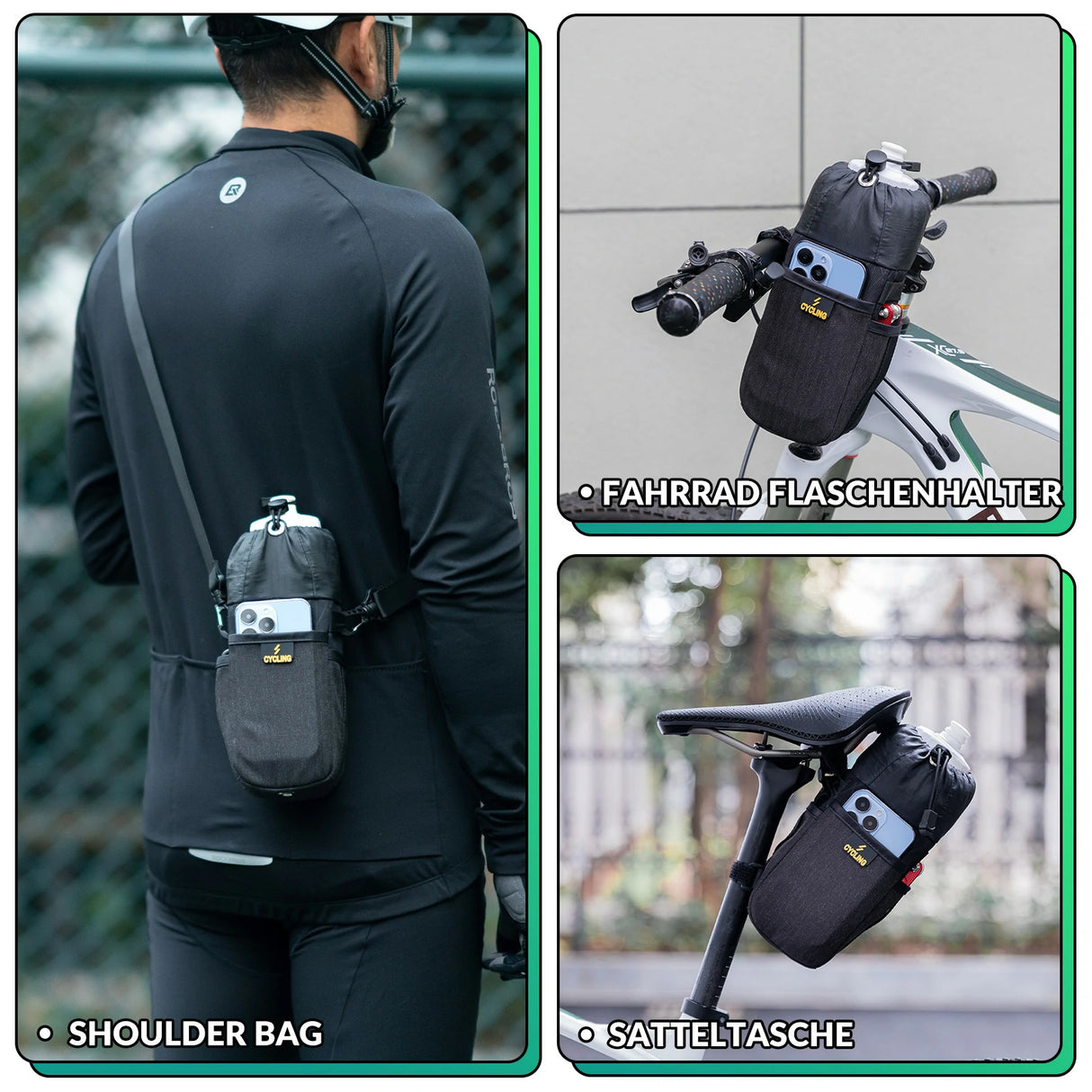 Bikepacking Feedbag – 1 L isoliert, mit Schultergurt