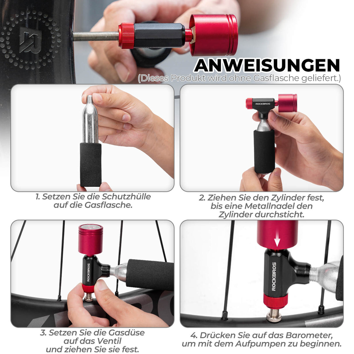 CO2 Fahrradpumpe Minipumpe für Presta & Schrader Ventile
