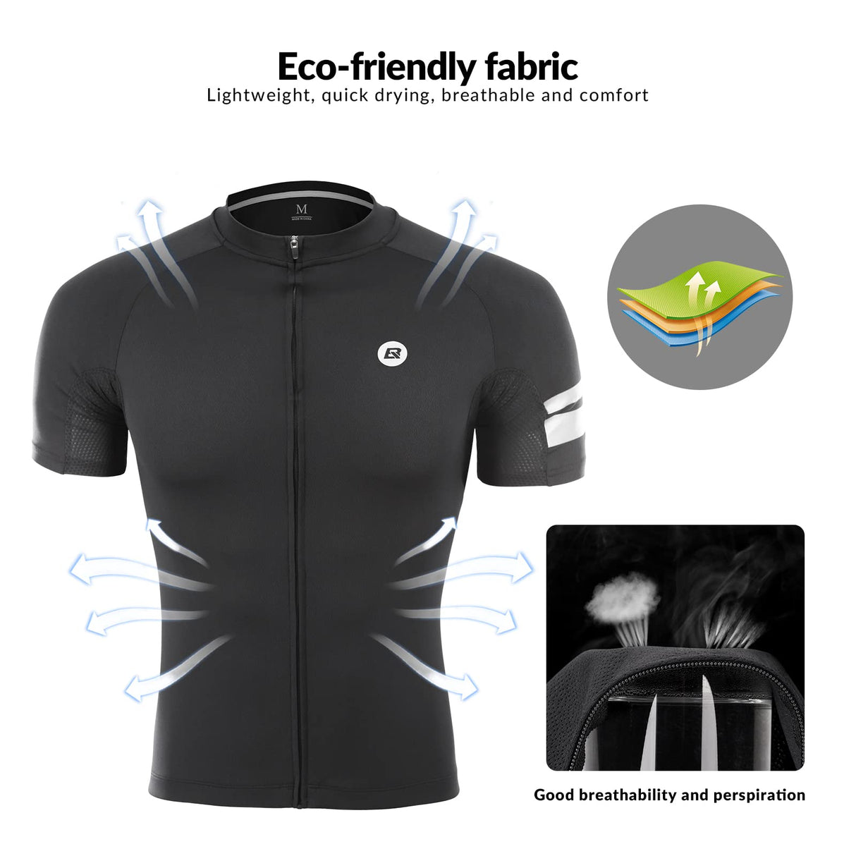 ROCKBROS ROCKBROS Koszulka Rowerowa z Kr¨®tkim R?kawem Koszulka Kolarska Szybkoschn?ca Odblaskowa Oddychaj?ca Tkanina Poliestrowa Odzie? Rowerowa do Biegania, Jazdy na Rowerze i Pieszych Wycieczek Rower Koszulki