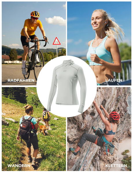 Damen Langarm Radtrikot – Antibakteriell, UV‑Schutz & Reflektierend mit Smartwatch‑Fenster