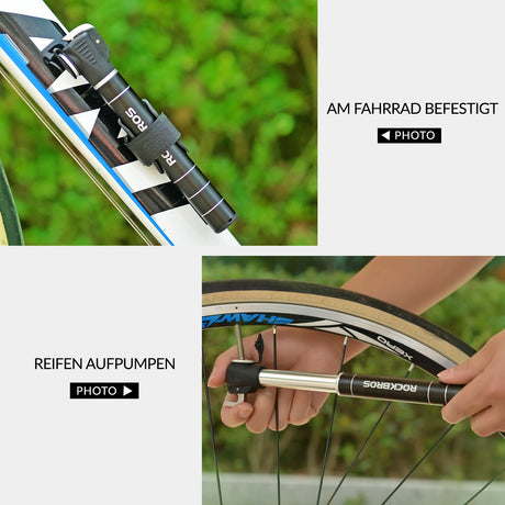 Fahrrad‑Minipumpe – Alu‑Rahmenpumpe 100 PSI mit Ventilen