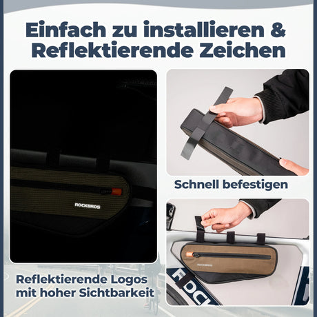 Fahrrad‑Rahmentasche – Dreiecktasche 1,7 L, reflektierend