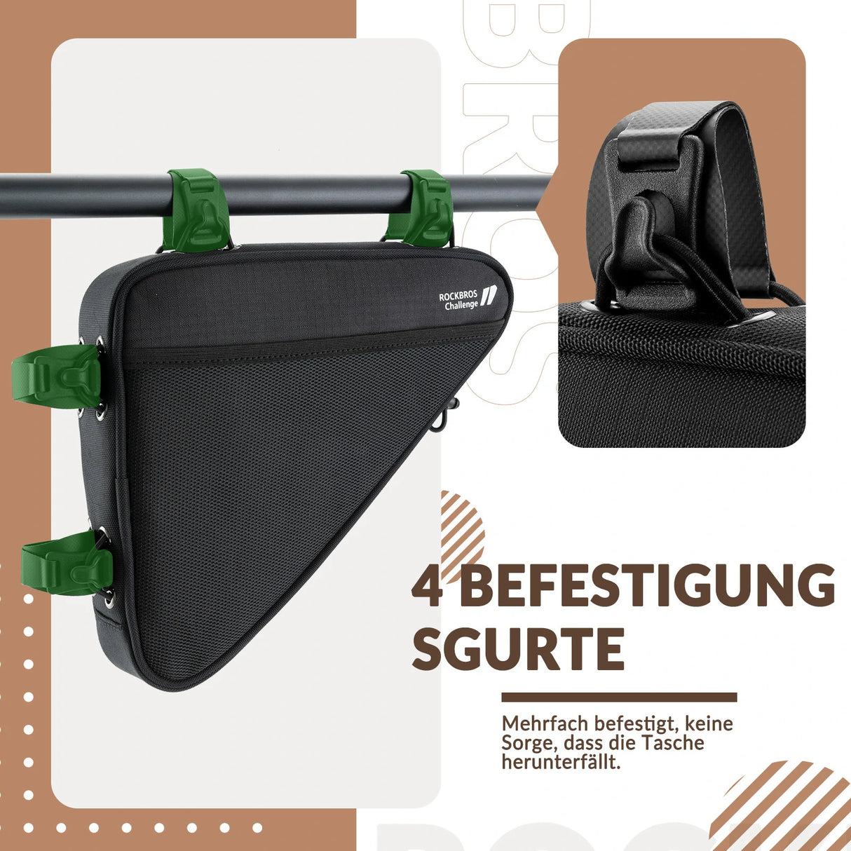 Fahrrad‑Rahmentasche – Dreieckstasche 1,5 L, wasserabweisend & reflektierend