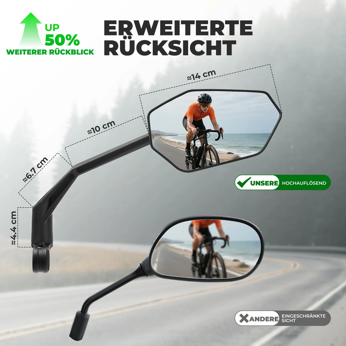 Fahrrad‑Rückspiegel – Für Lenker 20–23 mm