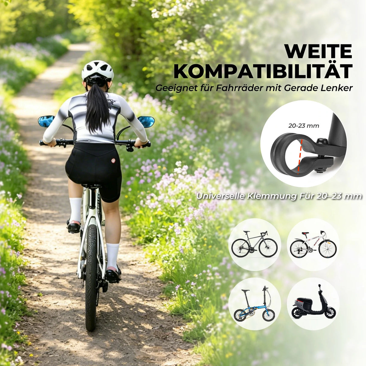 Fahrrad‑Rückspiegel – Für Lenker 20–23 mm