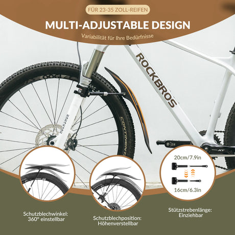Fahrrad-Schutzblech-Set Vorne/Hinten – Verstellbar & Flexible (26–29 Zoll)