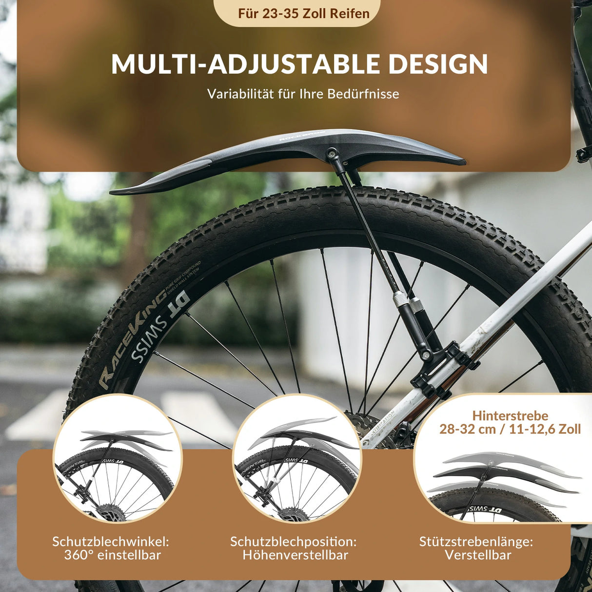 Fahrrad-Schutzblech-Set Vorne/Hinten – Verstellbar & Flexible (26–29 Zoll)