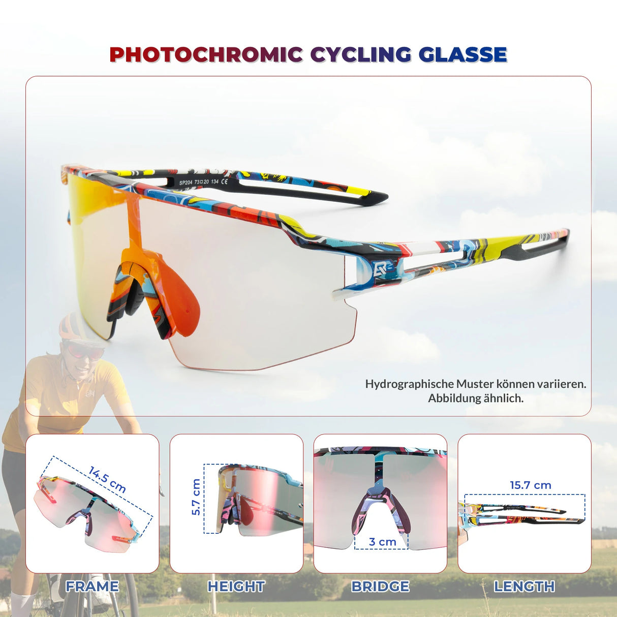 ROCKBROS Fahrradbrille – UV 400, photochromatisch, klar, winddicht