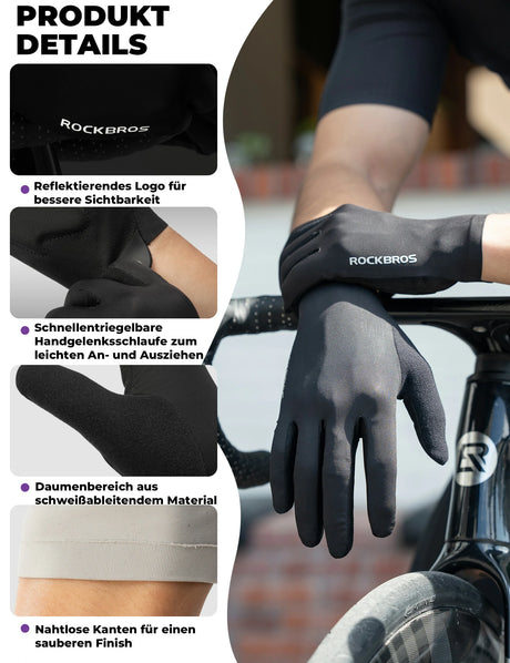 ROCKBROS Fahrradhandschuhe – Rutschfest & stoßabsorbierend, mit SBR‑Polster