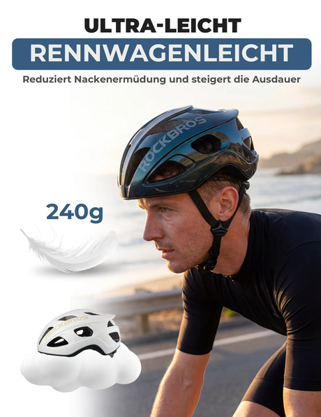 Fahrradhelm 58-62cm – Leichtgewicht 240g & Antibakteriell