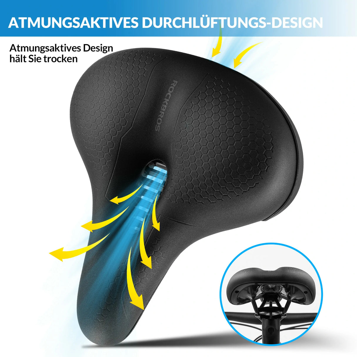 Fahrradsattel mit 5 cm Memory‑Foam – Atmungsaktiv, wasserdicht & 3 Typen