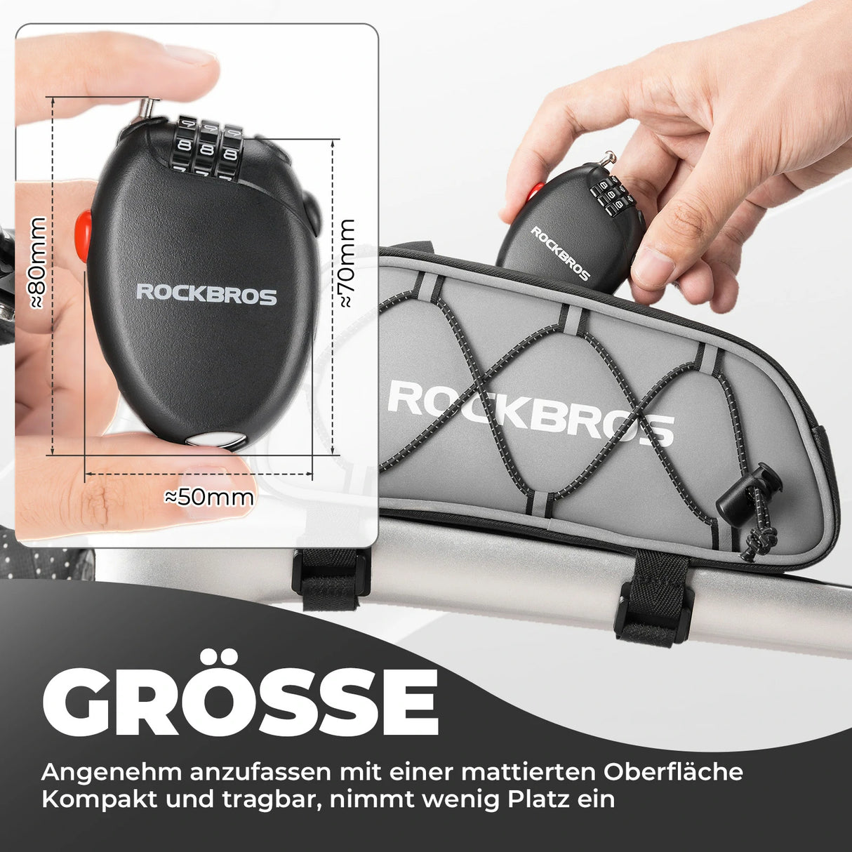 Fahrradschloss – 3‑stelliges Zahlenschloss mit 60 cm Stahlseil