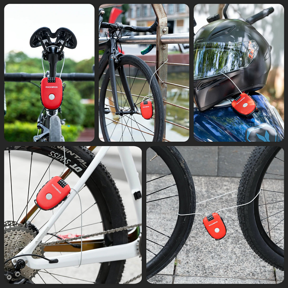 Fahrradschloss – Einziehbares Kabelschloss mit 4‑stelligem Code, 94 cm