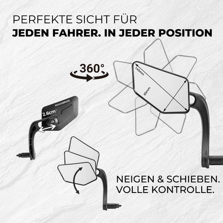 Fahrradspiegel HD – 360° drehbar & klappbar, schwenkbar für Lenker
