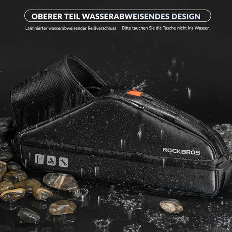 Fahrrad-Rahmentasche – Wasserdichte Dreieckstasche mit Flaschenfach, ca. 3L