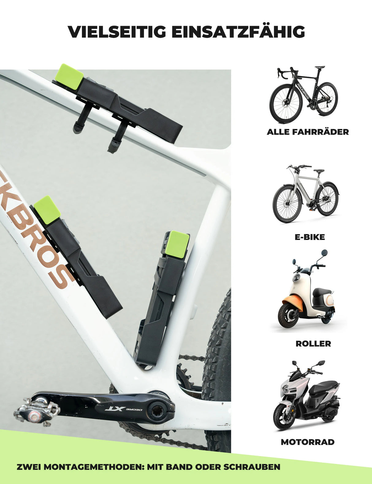 ROCKBROS Faltschloss Fahrrad Diebstahlsicherung – 8 mm extradicker Stahl, 120 cm Länge